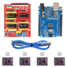 Load image into Gallery viewer, CNC Shield with UNO and DRV8825 stepper motor drivers basic cnc router laser cutter controller
